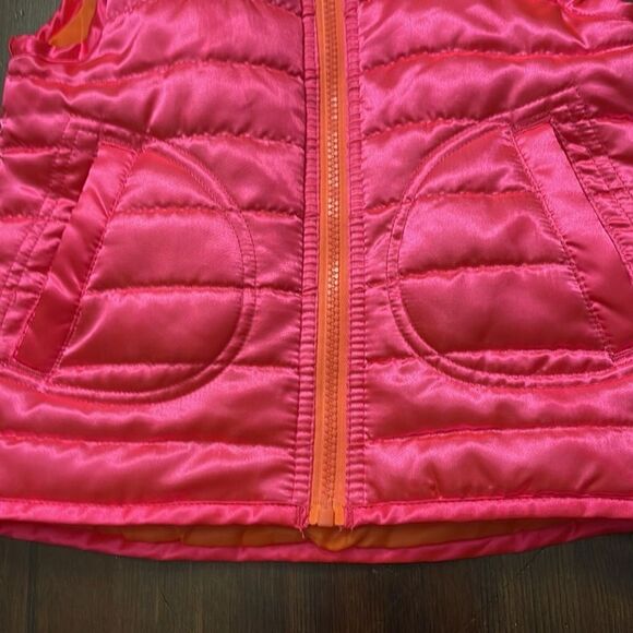 Route 66 Kids Pink Puffer Vest XS 4/5 Neon Orange Lining Quilted Sequin - Picture 5 of 12